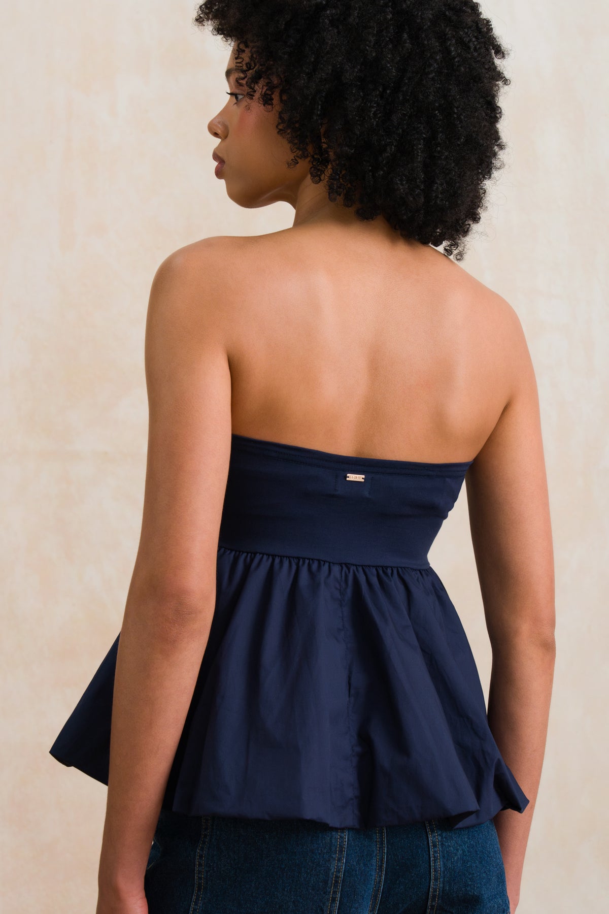 Bandeau Peplum Bubble Hem Combo Top
