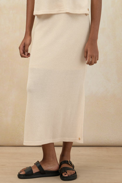 Fitted Textured Midi Skirt
