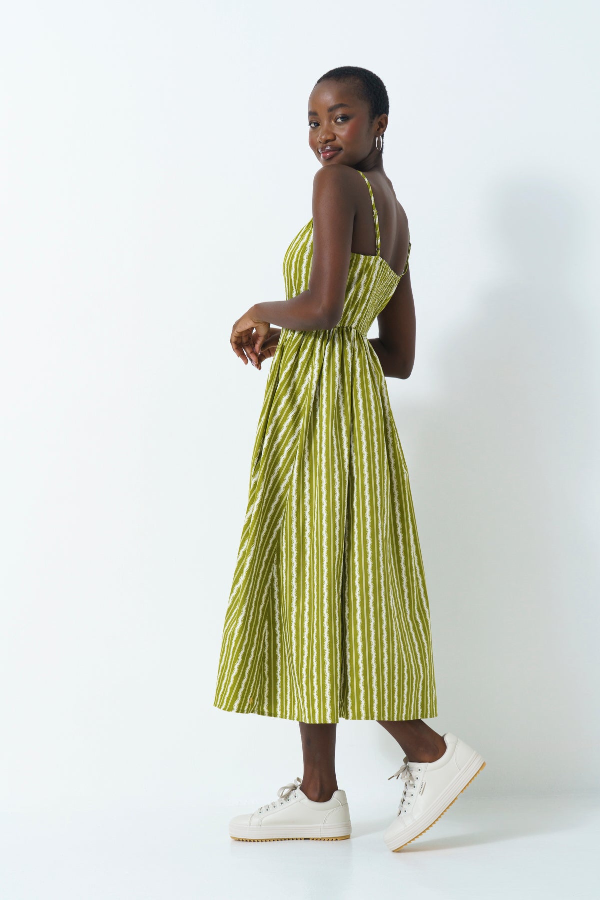 Strappy Fit & Flare Dress - Green