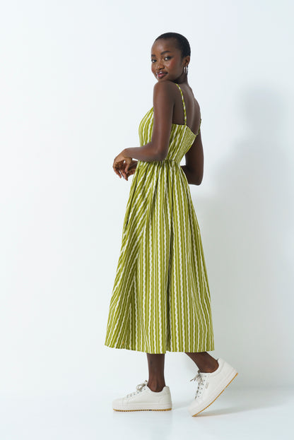 Strappy Fit & Flare Dress - Green