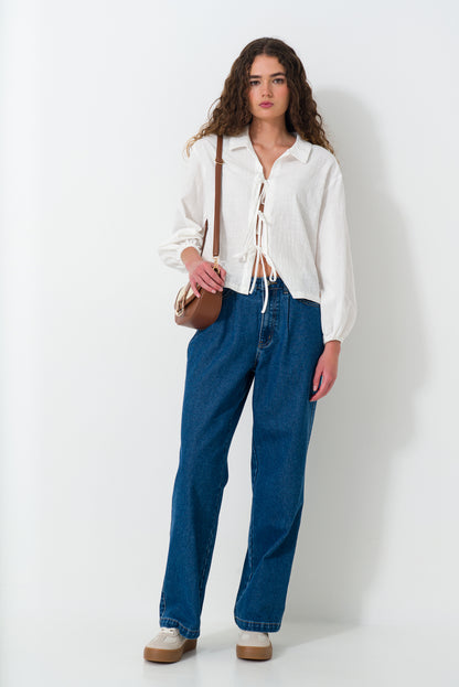 Rf16  Wide Leg Mid Wash Denim