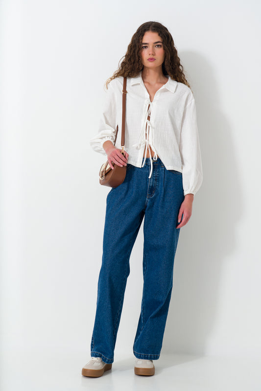 Rf16  Wide Leg Mid Wash Denim