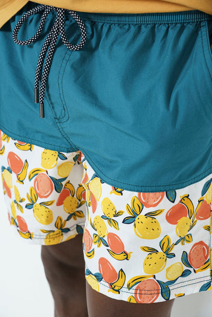Fruit Print Pool Short - Teal