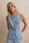 Pinstripe Denim Vest