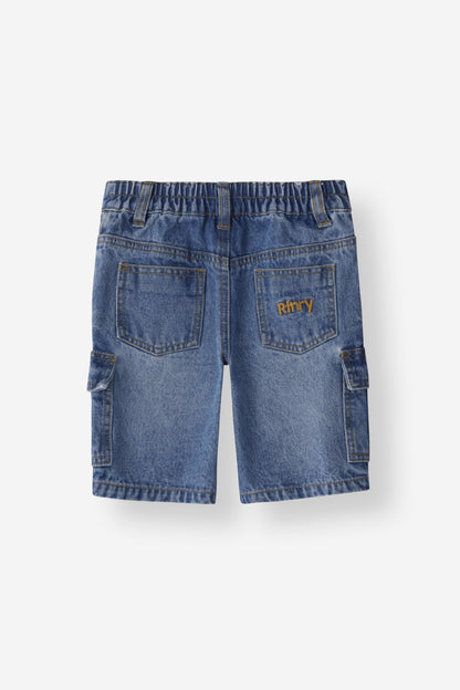 Relaxed Fit Denim Cargo Short