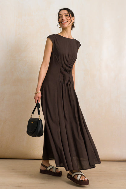 Fit and Flare Pintuck Dress
