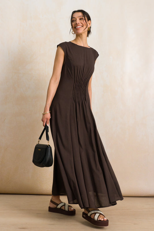 Fit and Flare Pintuck Dress