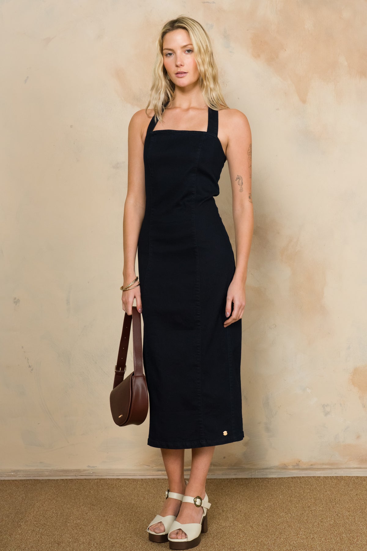 Halterneck Denim Bodycon Dress