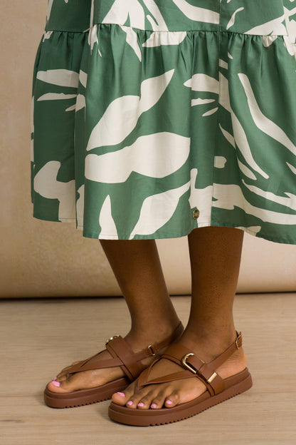 Relaxed V-Neck Midi Dress