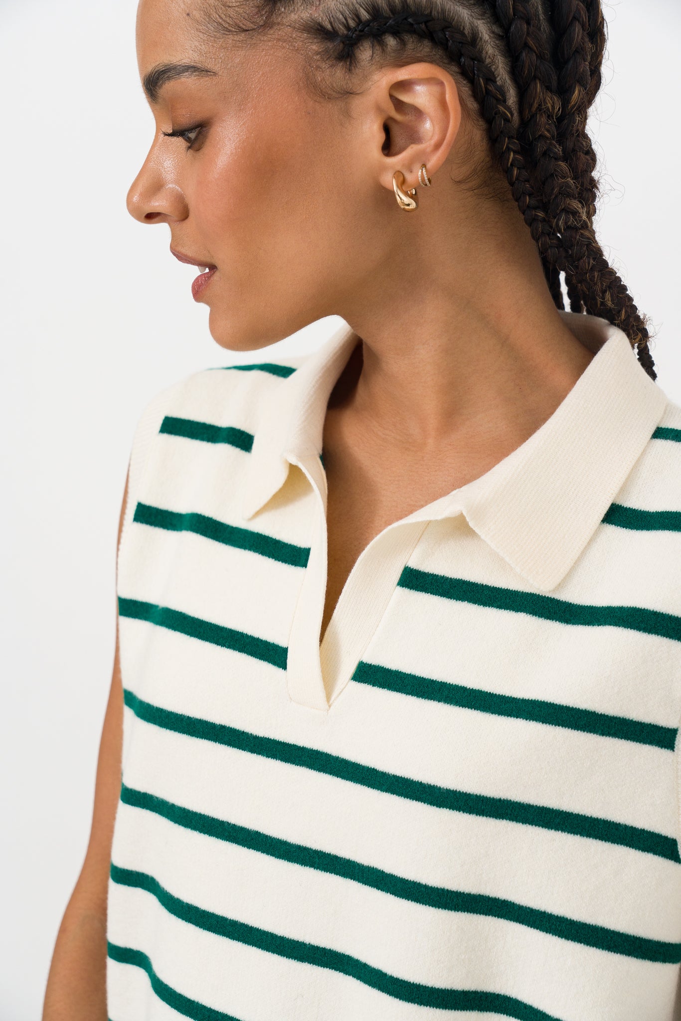 Striped Split Collar Jumper