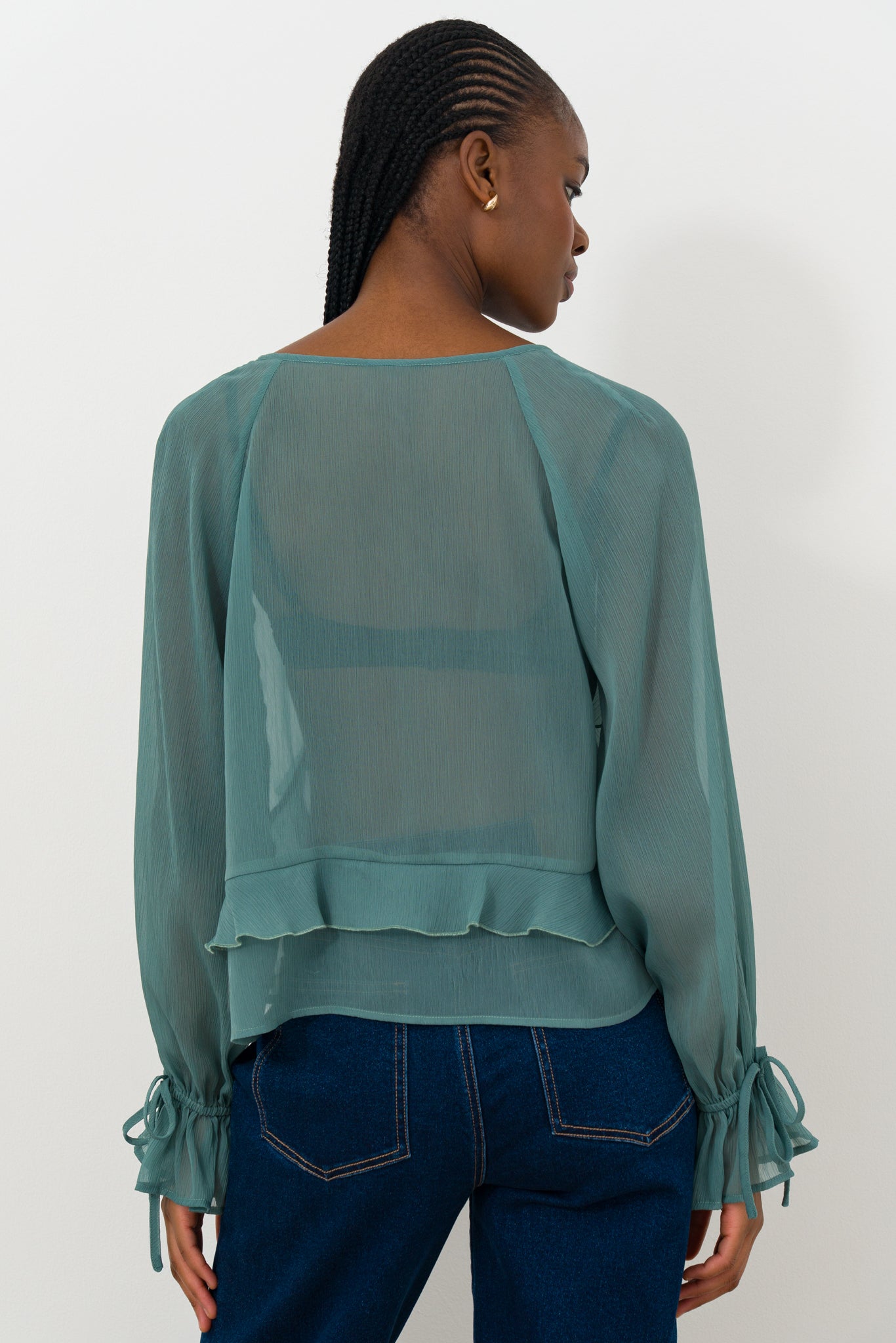 Sheer V-neck Blouse