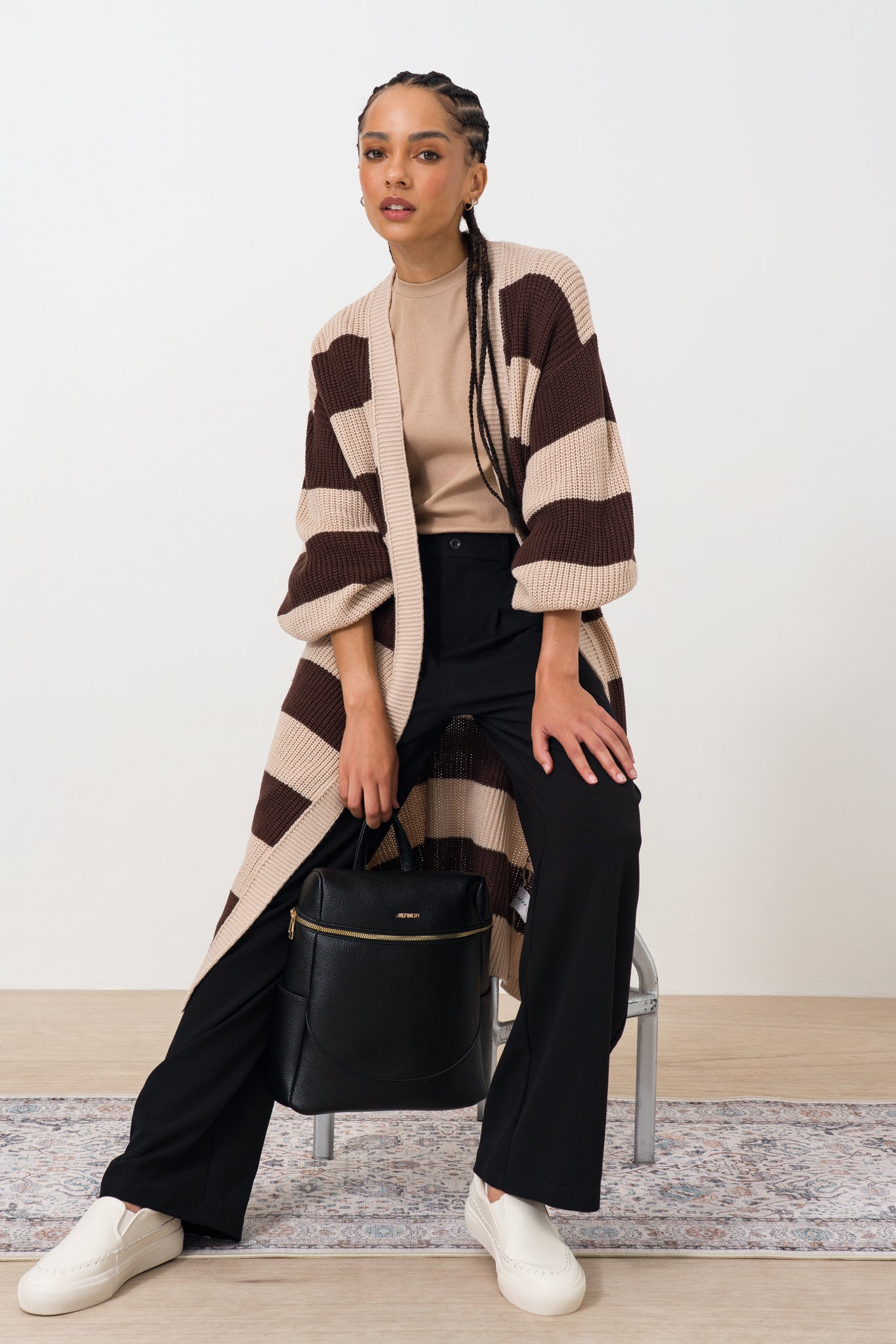 Longer Striped Cardigan
