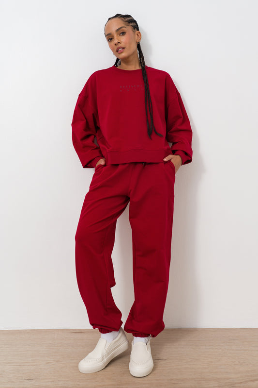 Short Crew Neck Sweat Top