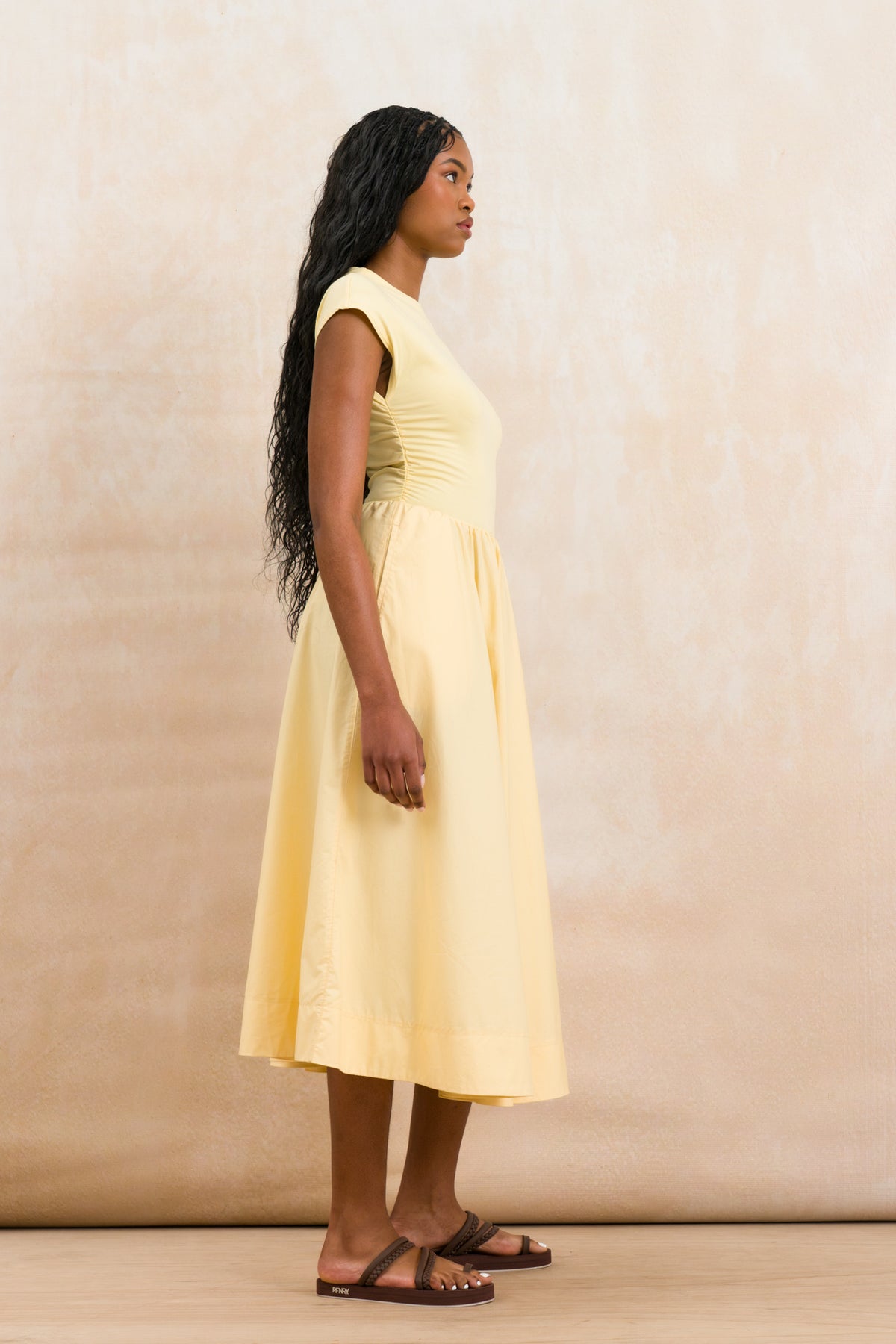 Cap Sleeve Midi Combo Dress