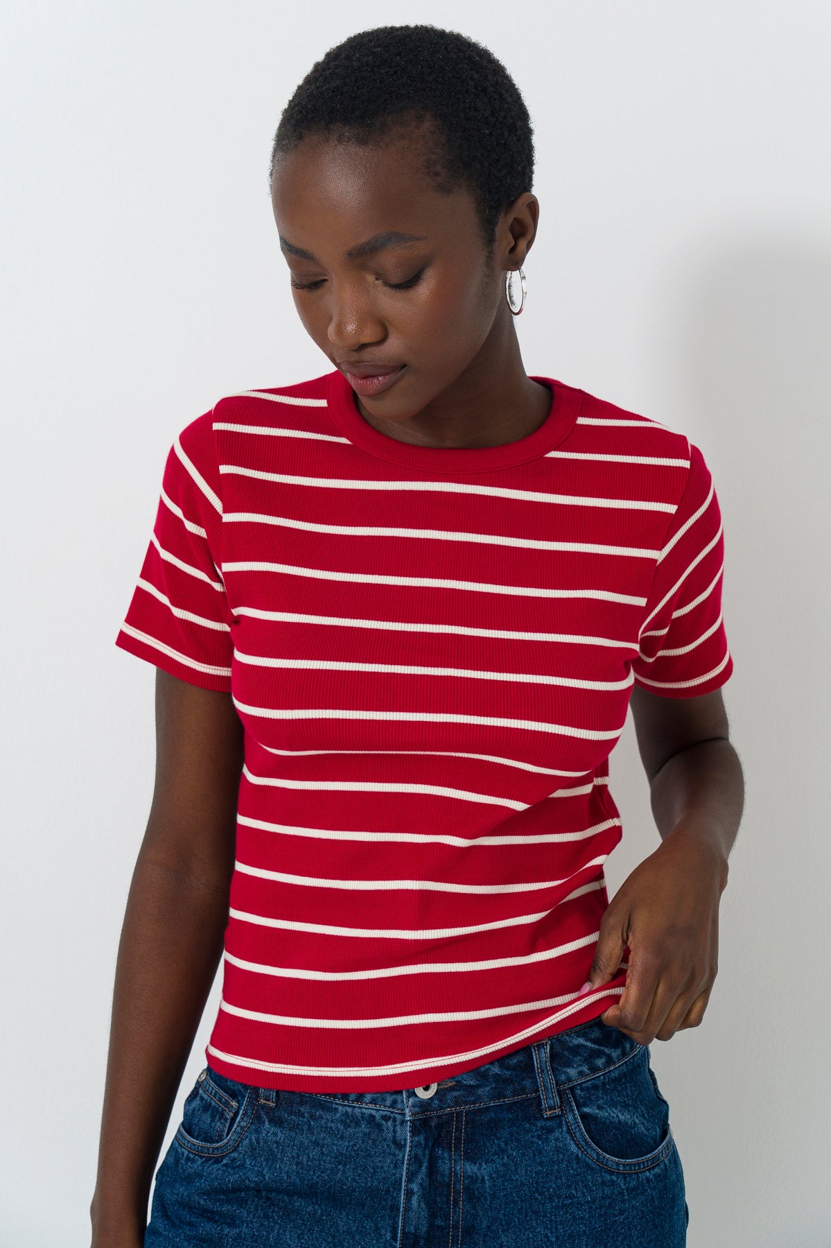 Hi Neck Fitted T-Shirt