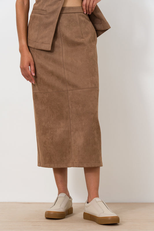 Suede Column Skirt