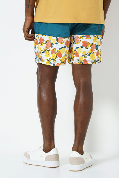 Fruit Print Pool Short - Teal