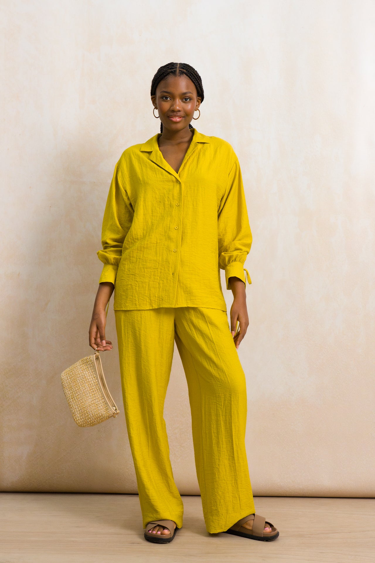 Relaxed Fit Tie Cuff Shirt