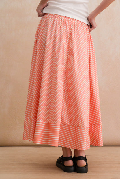 A-line Stripe Midi Skirt