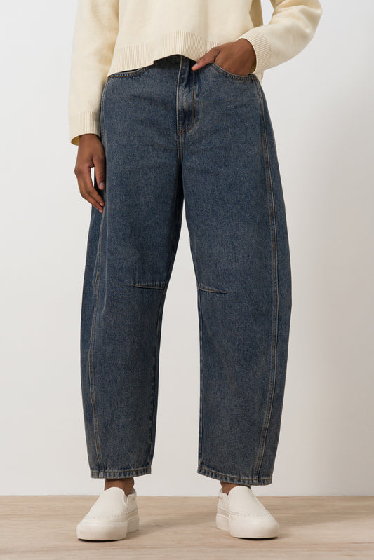 Hi Rise Barrel Jeans
