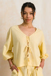 Relaxed Fit Tie Front Top