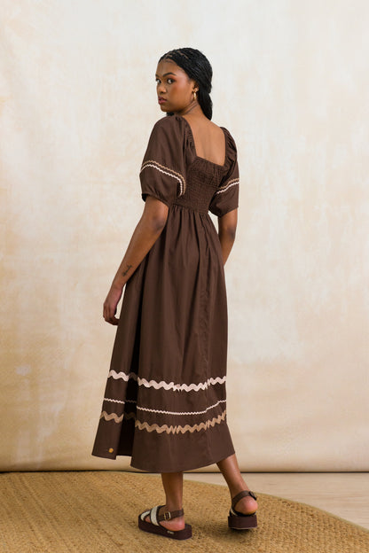 Puff  Sleeve Shirred Dress