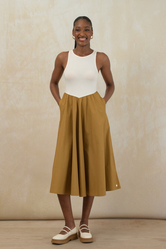 Fit and Flare Combo Dress