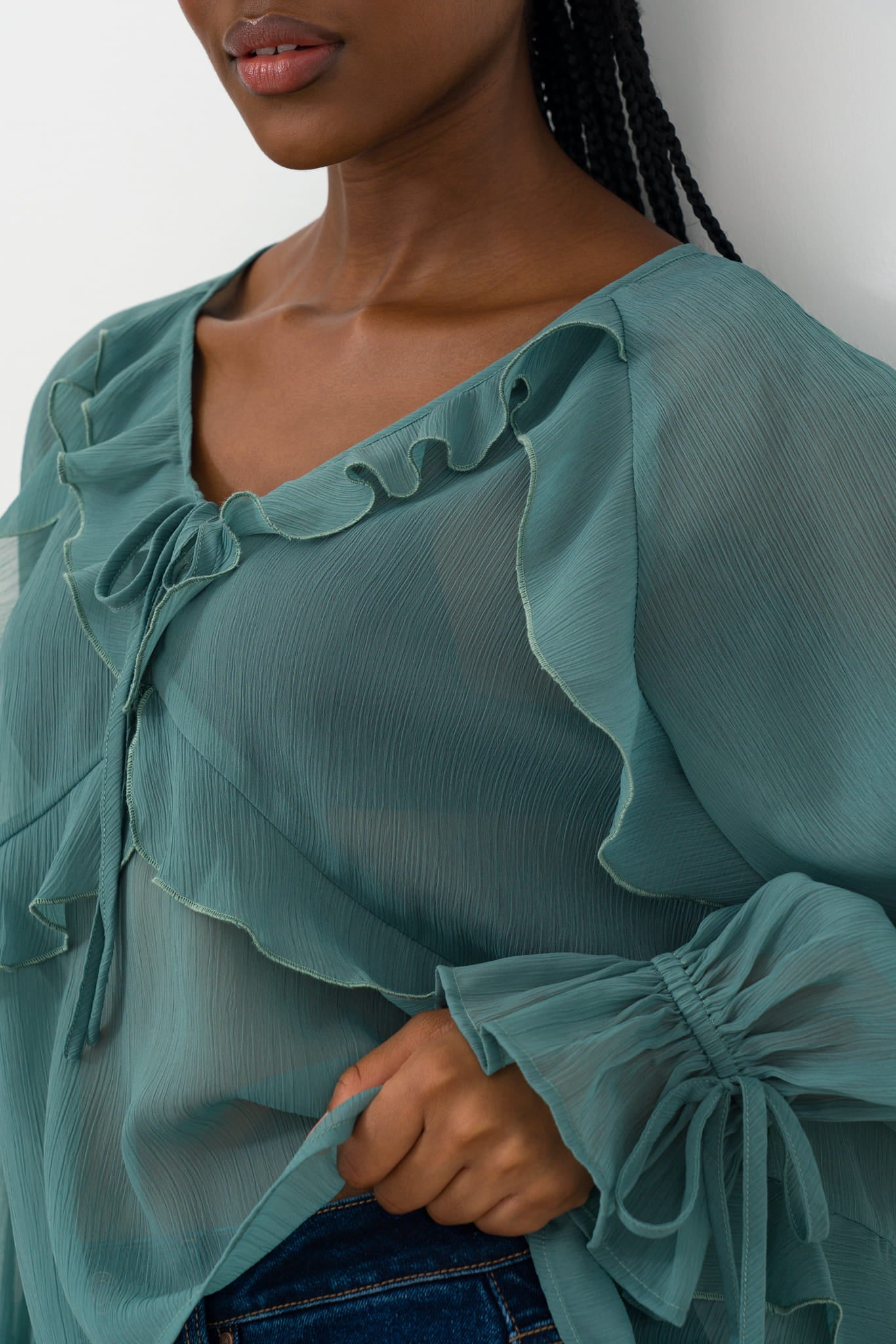 Sheer V-neck Blouse