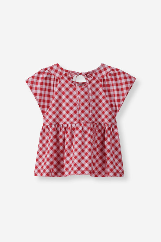 Girls Gingham Peplum Top