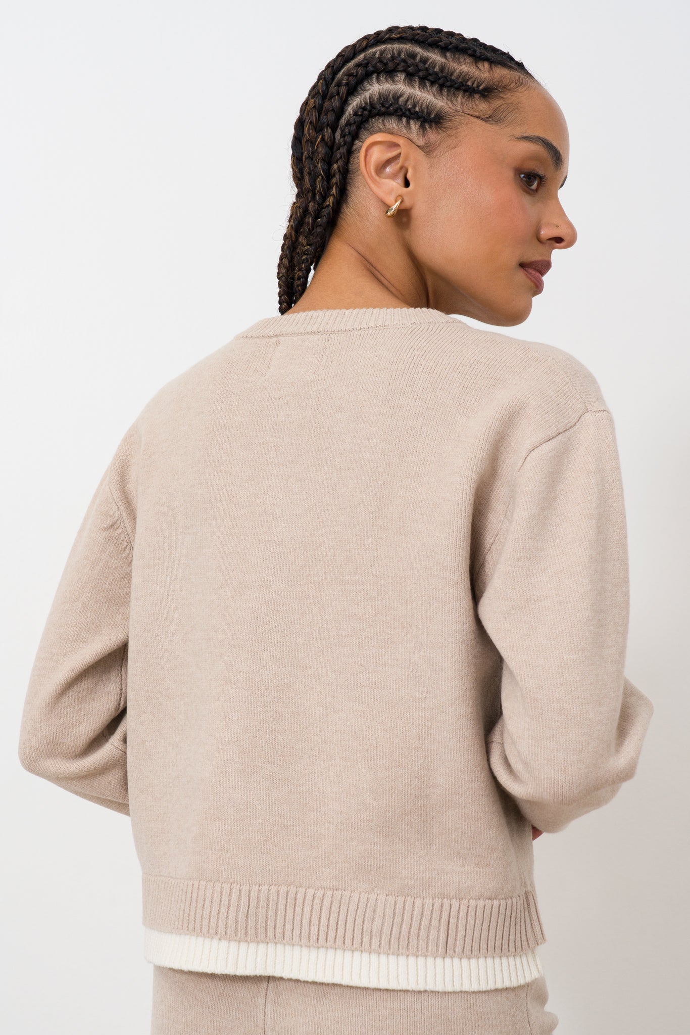 Crew neck layered cardigan