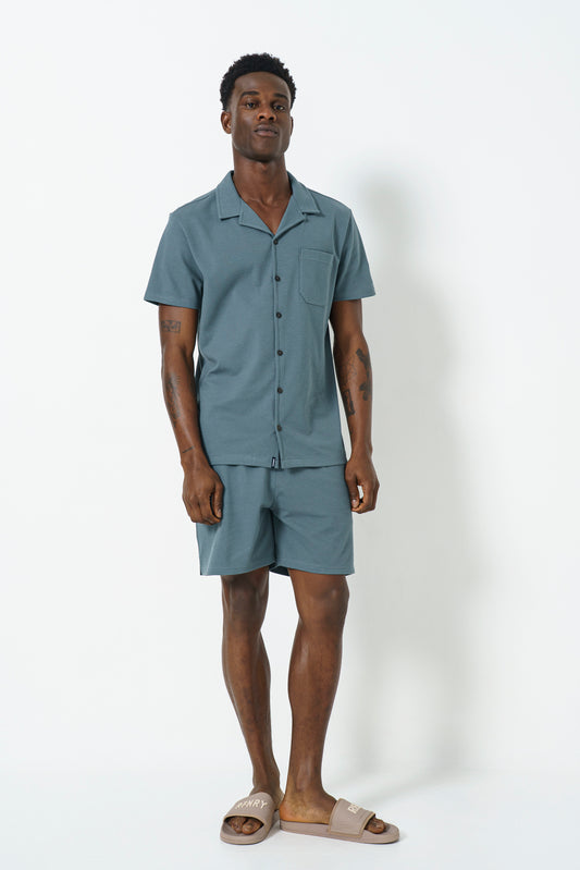Pique Gladneck Shirt - Petrol