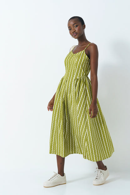 Strappy Fit & Flare Dress - Green