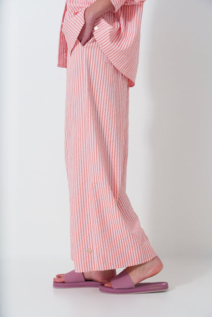 Wide Leg Seersucker Pants
