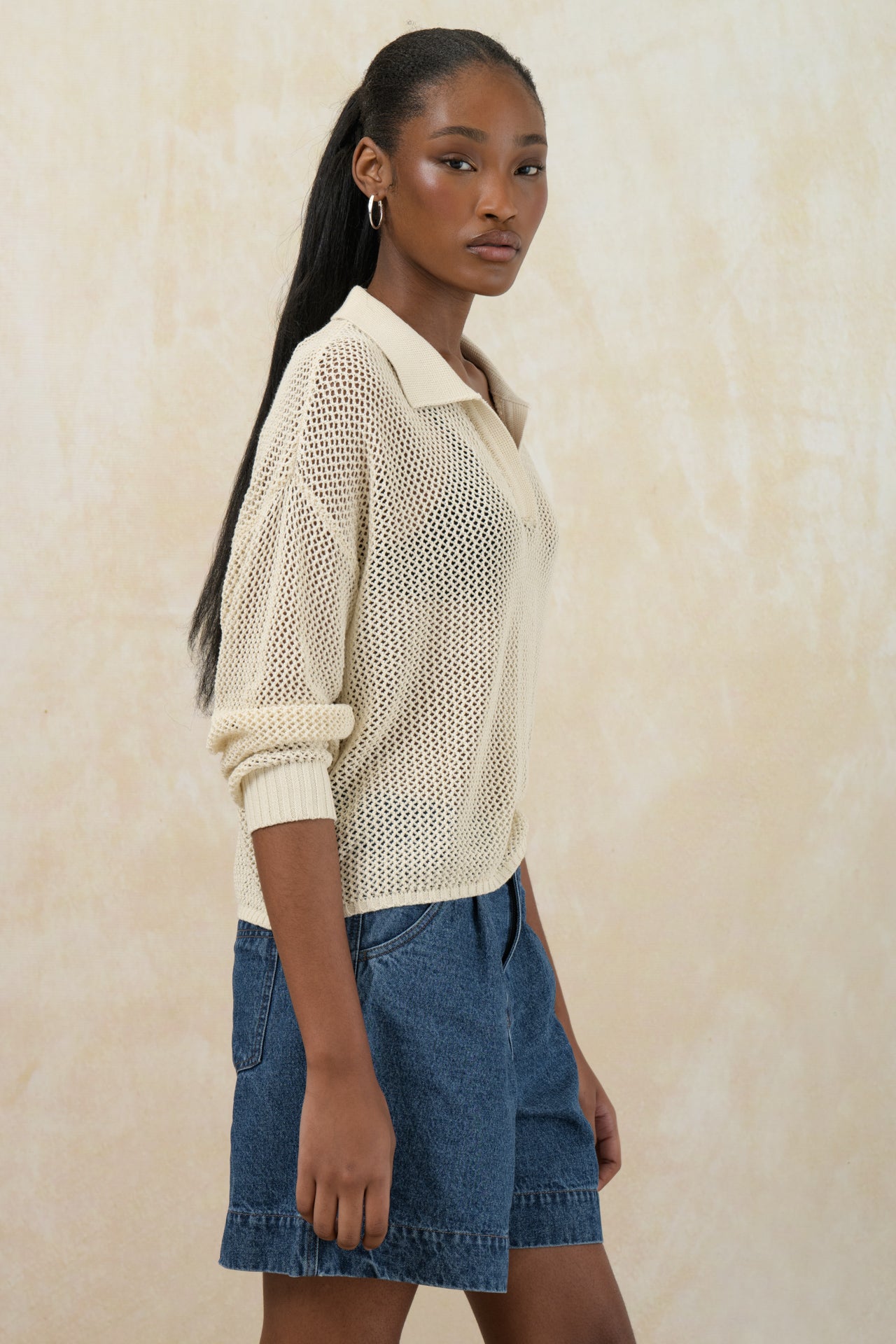 Relaxed Open Knit Top