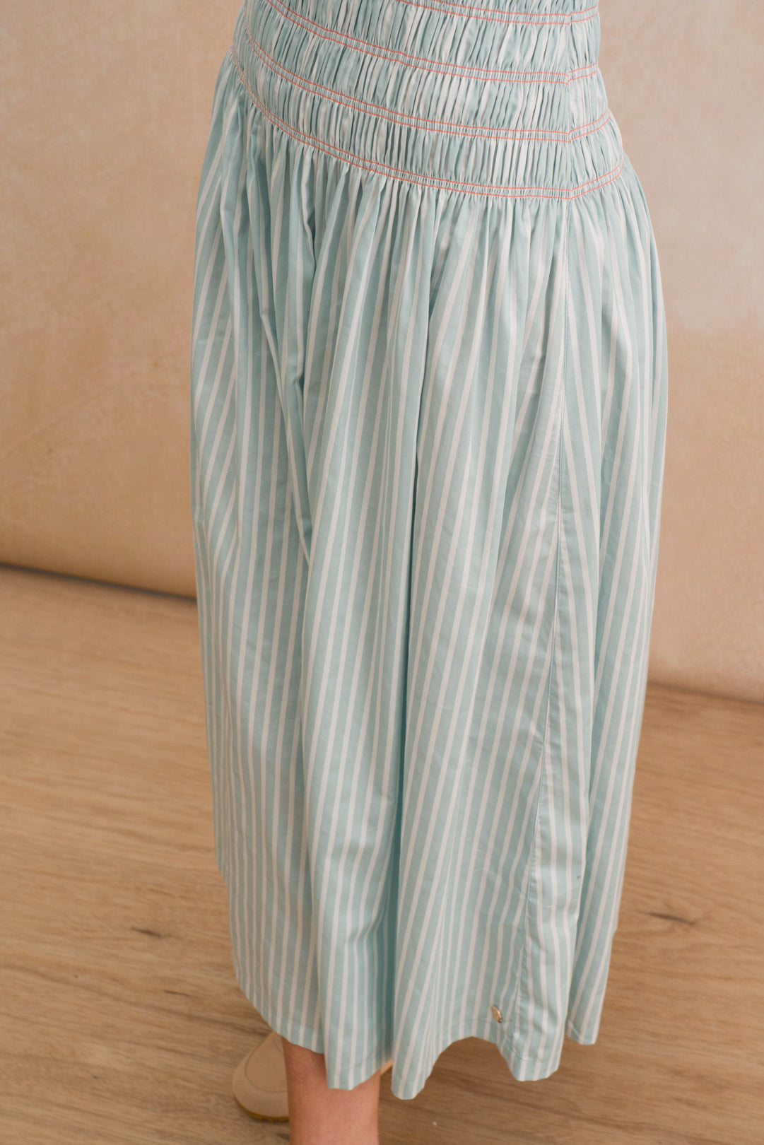 Fitted Shirred Midi Dress