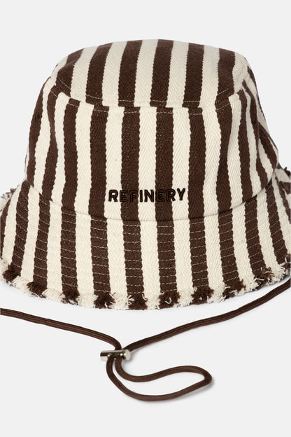 Stripe Frayed Bucket Hat