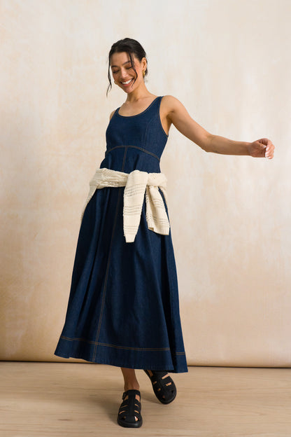 Sleeveless Denim Midi Dress
