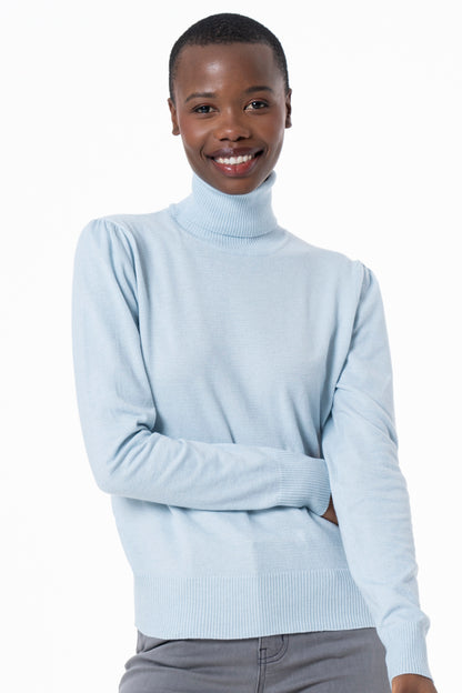 Puff-Sleeve Jersey _ 136133 _ Light Blue